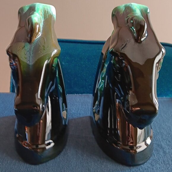 Vintage Blue Mountain Pottery Horse Head Bookends Pair Canada BMP MCM - Picture 10 of 12